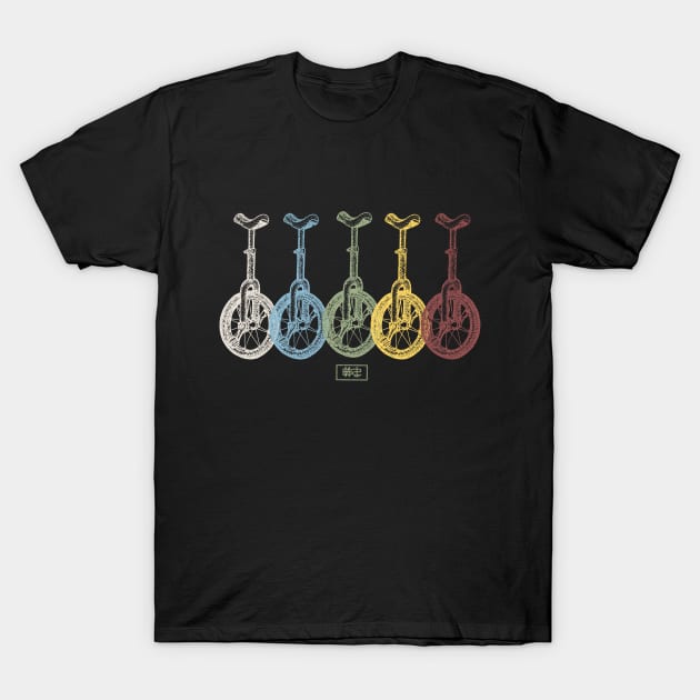 Five Unicycles T-Shirt by Bananas T-Shirts